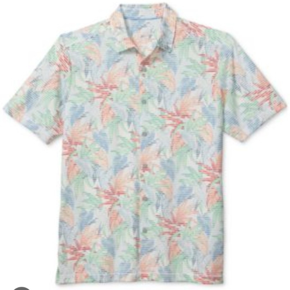 Tommy Bahama Moisture-Wicking Short Sleeve Stretchy Seersucker Collared Shirt